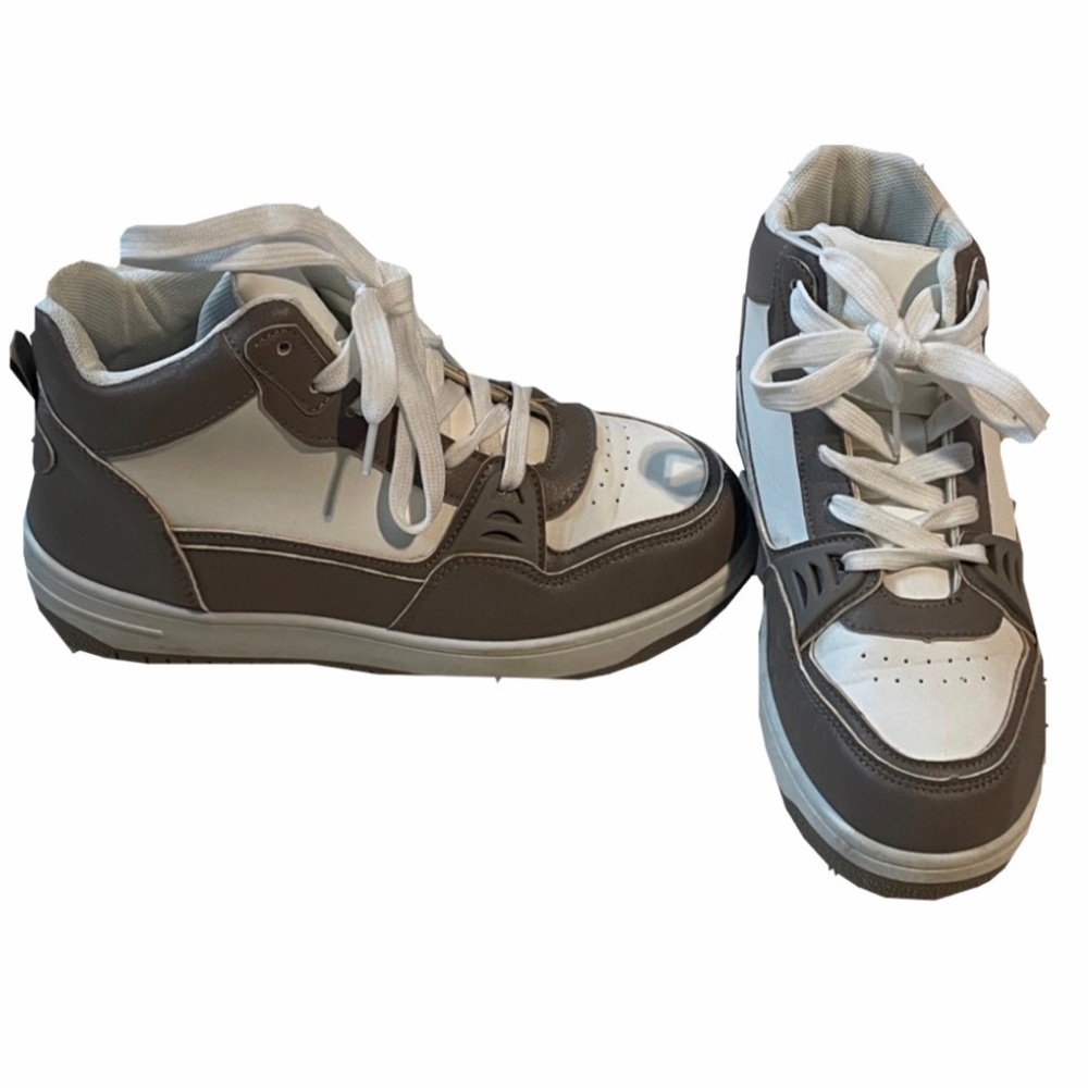 Ardene Brown and White Women's High-Top Sneakers